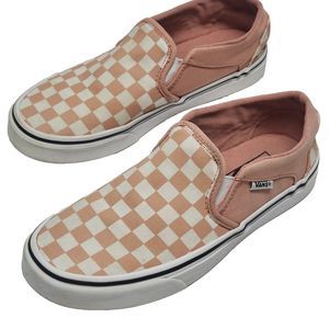 Vans Sneaker Shoe Pink White Checker Low Skater Slip On 500714 Women's 7.5 Flat